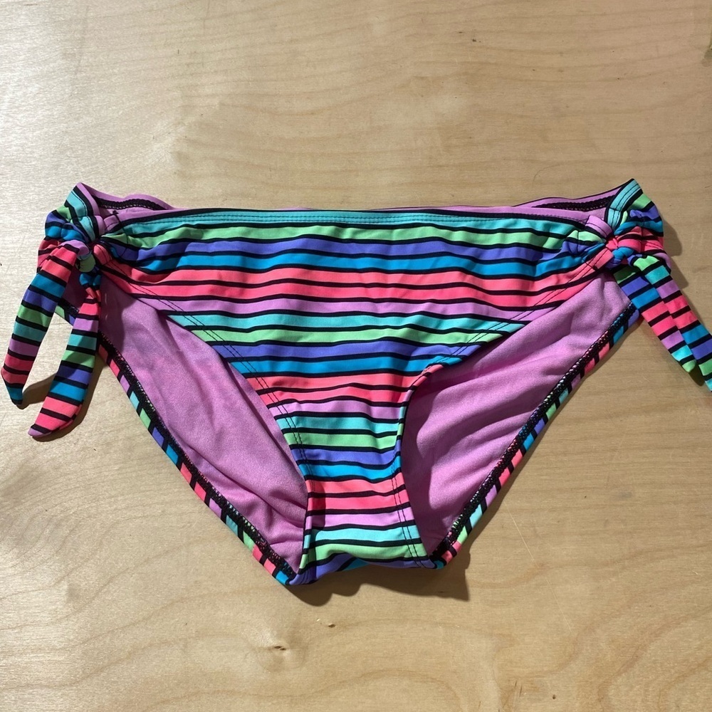 Tahiti Colorful Striped Bikini Bottoms size Medium (HF)